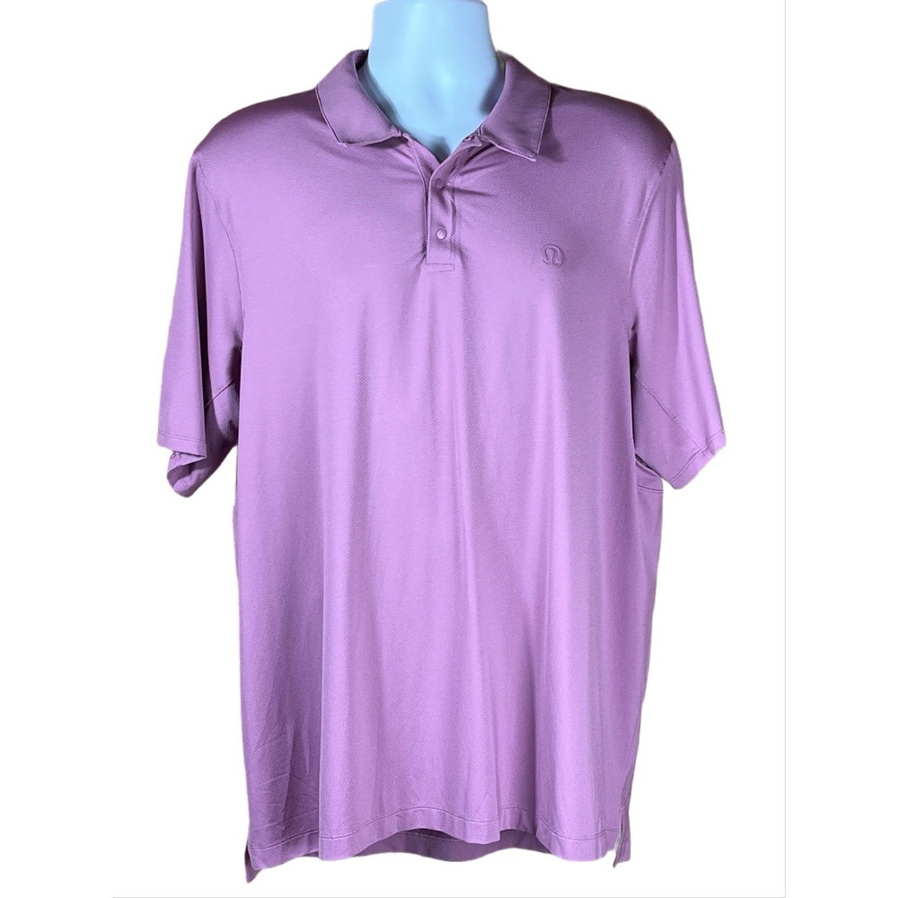 Lulumon Snap Front Performance Polo Short Sleeve Shirt Men's XL In Velvet Dust